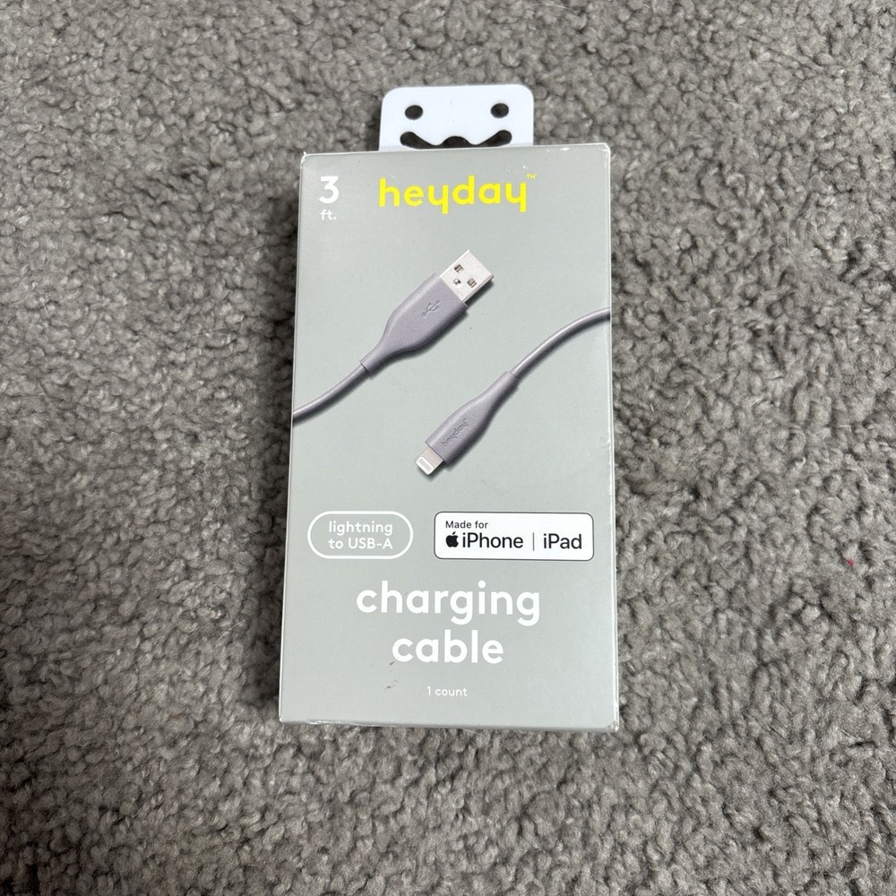 heyday Lightning to USB-A Round Cable‎ MFi certified 3FT Gray